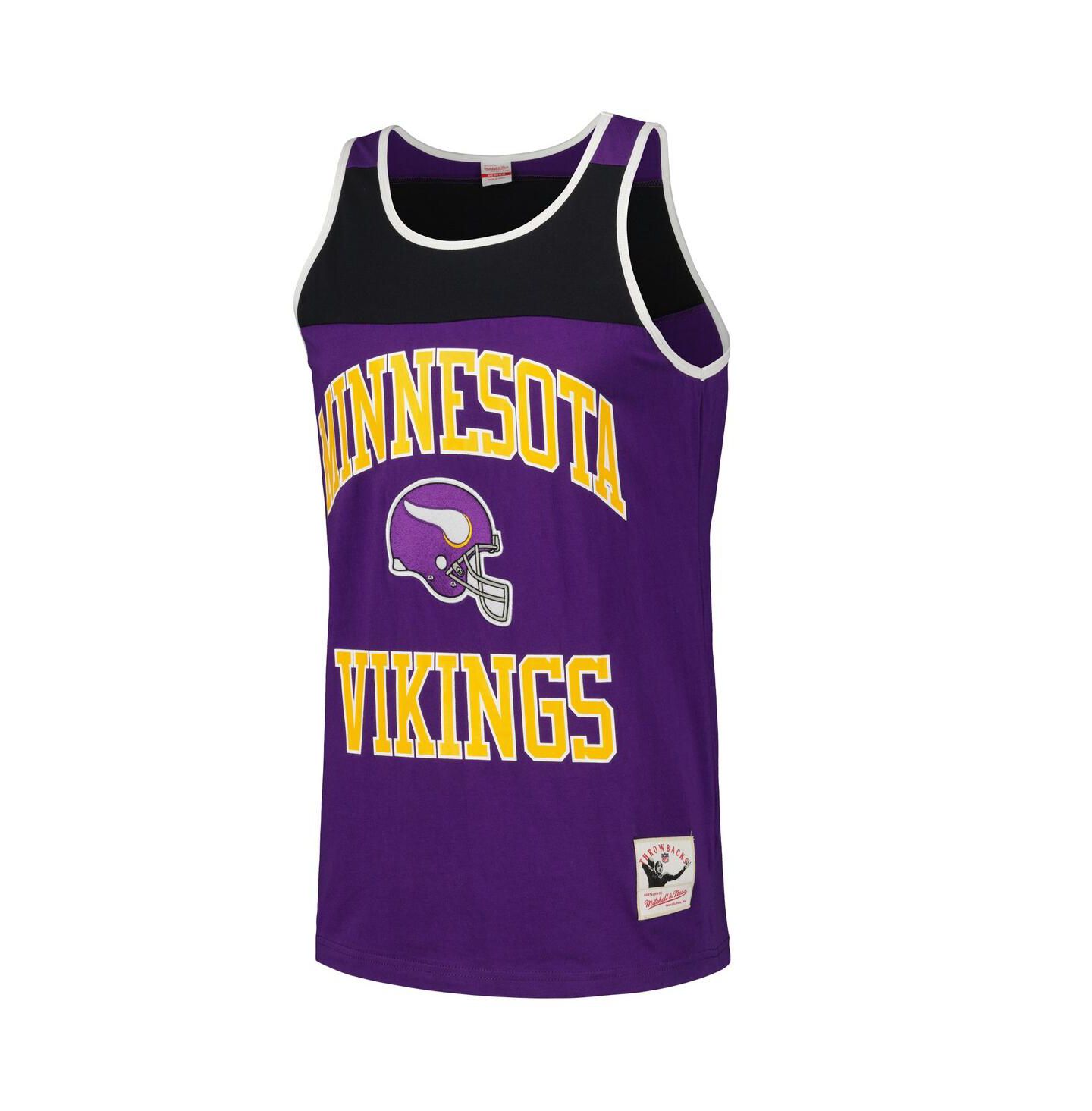 Мужской топ Mitchell & Ness Purple/Black Minnesota Vikings Heritage Colorblock — фото 3
