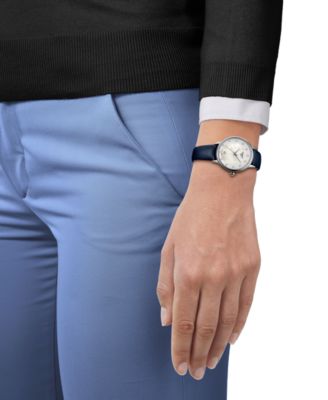 Women's Swiss Odaci-T Diamond (1/20 ct. t.w.) Blue Leather Strap Watch 33mm