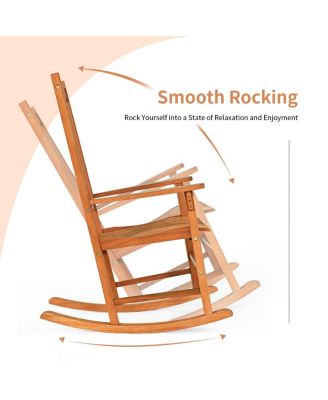 3 Pieces Eucalyptus Rocking Chair Set with Coffee Table