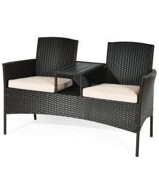 Patented Modern Patio Set with Built-in Coffee Table and Cushions