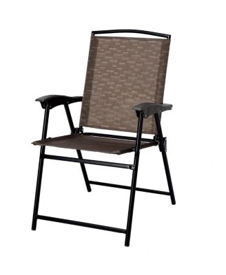 3 Pieces Patio Garden Furniture Set of Round Table and Folding Chairs