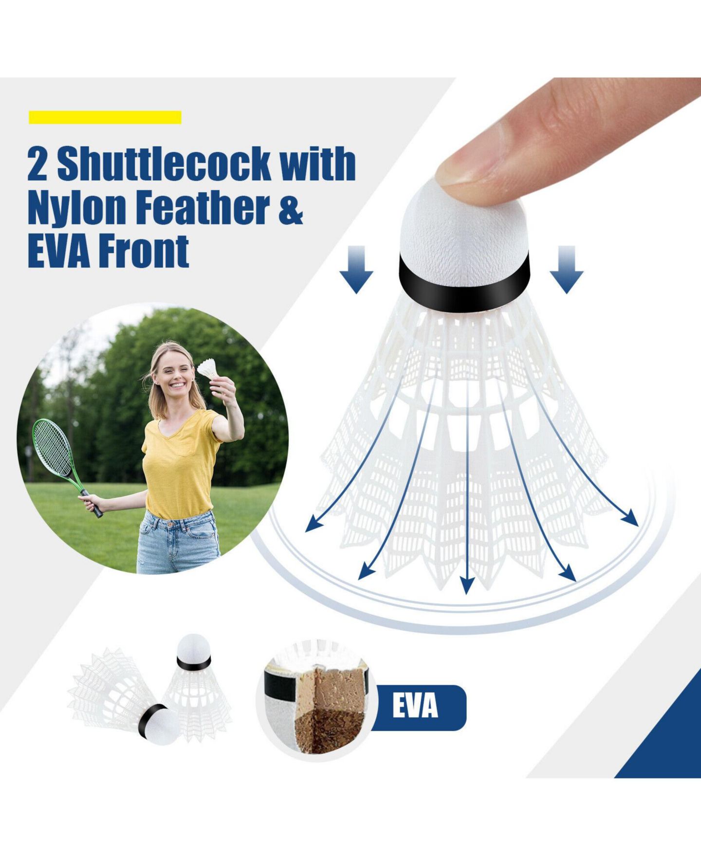 Детские игрушки SKONYON Adjustable Badminton Net Stand 10/14 Foot Portable with Carry Bag, цвет: Синий — фото 8