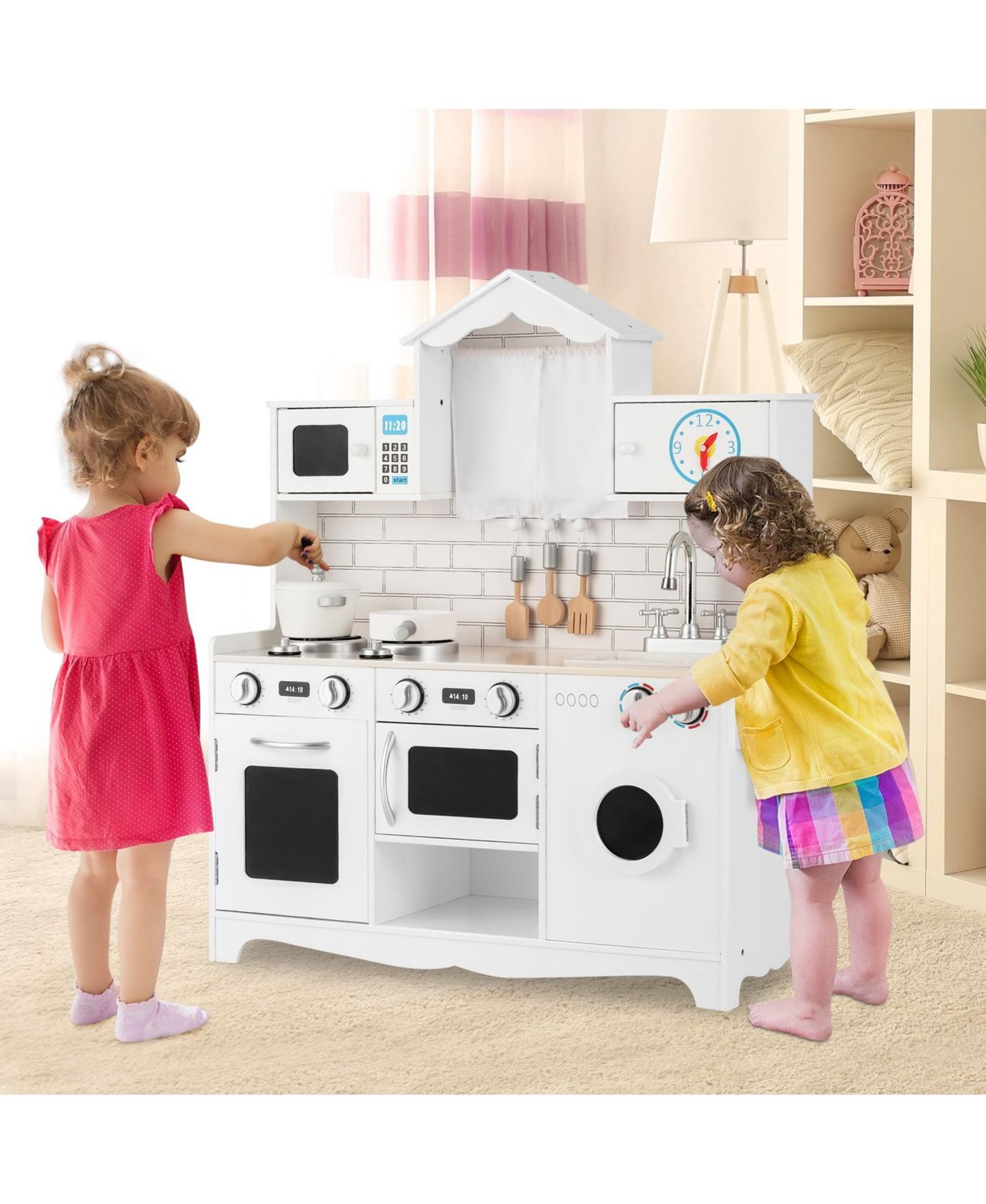 Детский игровой набор SUGIFT Wooden Kids' Kitchen Playset with Washing Machine, Ages 3+ — фото 5
