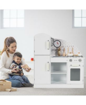 Kids Kitchen Playset Pretend Play Cooking Set with Vivid Faucet and Telephone