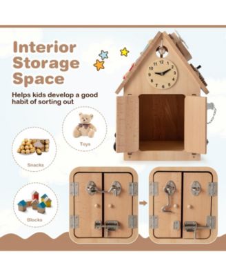 Multi-purpose Busy House with Sensory Games and Interior Storage Space
