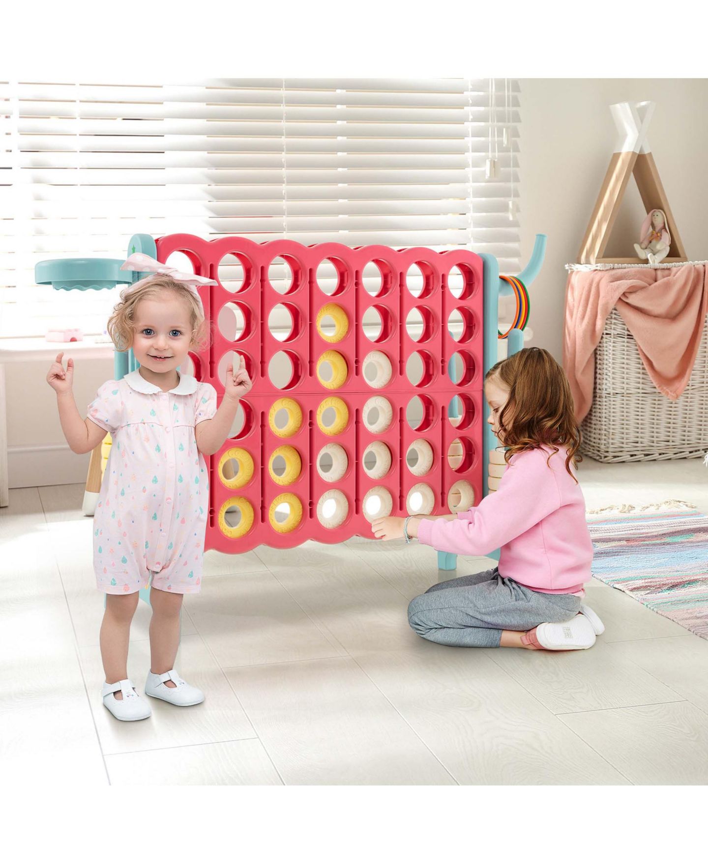Детские игрушки Costway 4-to-Score Jumbo 3-in-1 Game Set, Ages 3+, цвет: Красный — фото 3