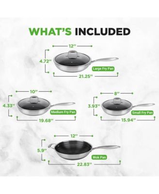 Kitchenware Pots & Pans Set - Triply Stainless Steel Cookware, DAKIN Etching Non-Stick Coating Inside and Outside (7-Piece Set)