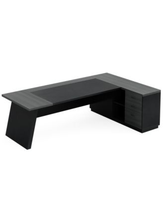 78" L-Shaped Executive Desk, Large Office Desk with Drawers and Lateral File Cabinet, Business Furniture with Storage Shelves, Modern Computer Desk for Home Office