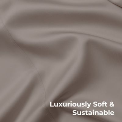 Retreat 4-Piece Sateen Sheet Set | Coastal Gray | Cal King | Lyocell Material | Breathable, Corner Straps, Extra soft & Cooling