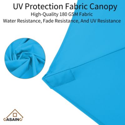 Outdoor Double-Sided Rectangular LED Light Market Umbrella With Base and Cover