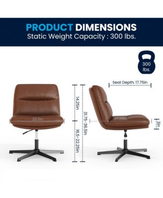 Biel Mid-Back Swivel Office Chair, Height-Adjustable Armless Design with Padded Upholstered Wide Seat and Strong Frame