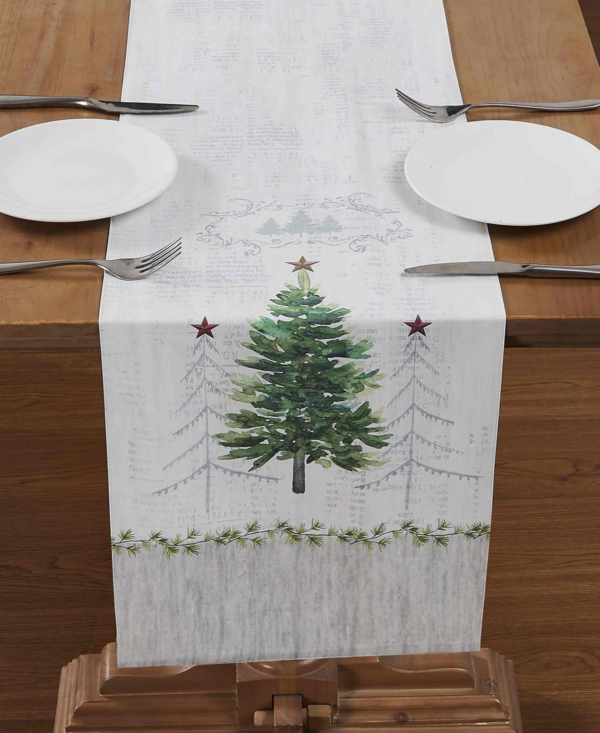 Avanti Trees Polyesterâ Runner, 14" X 72" In Green