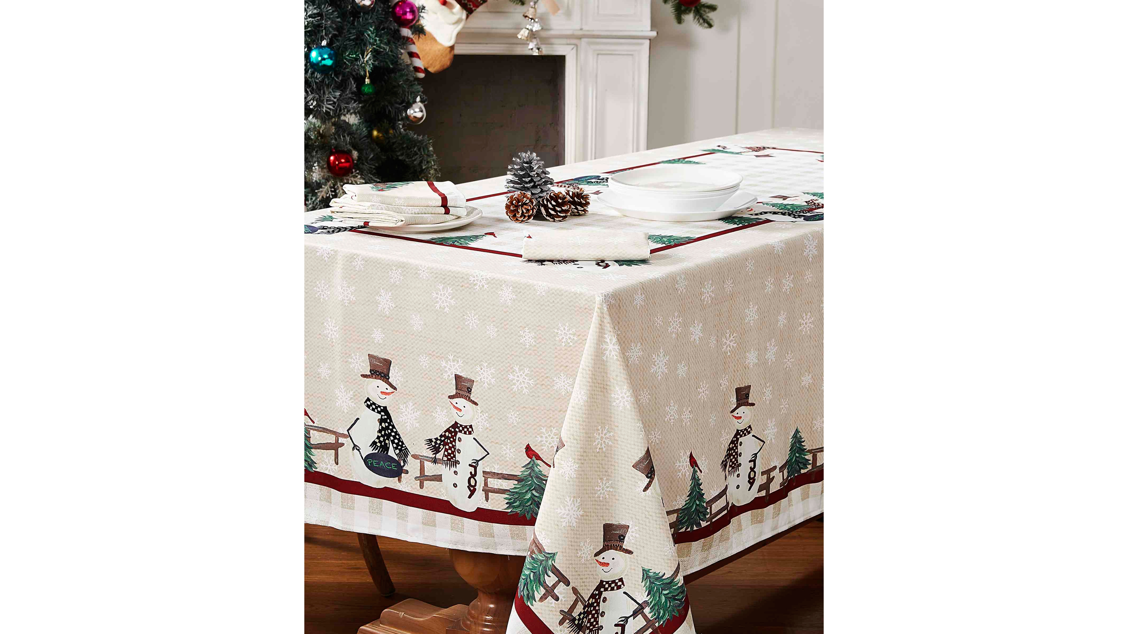 Avanti Country Snowman Polyester Tablecloth, 60" x 102"