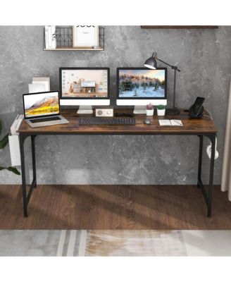 60" Modern Computer Desk with Charging Station with Storage Bag & Headphone Hook