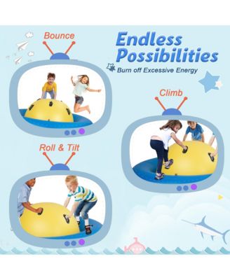 7.5 FT Inflatable Dome Rocker Bouncer with 6 Handles Fun Outdoor Game