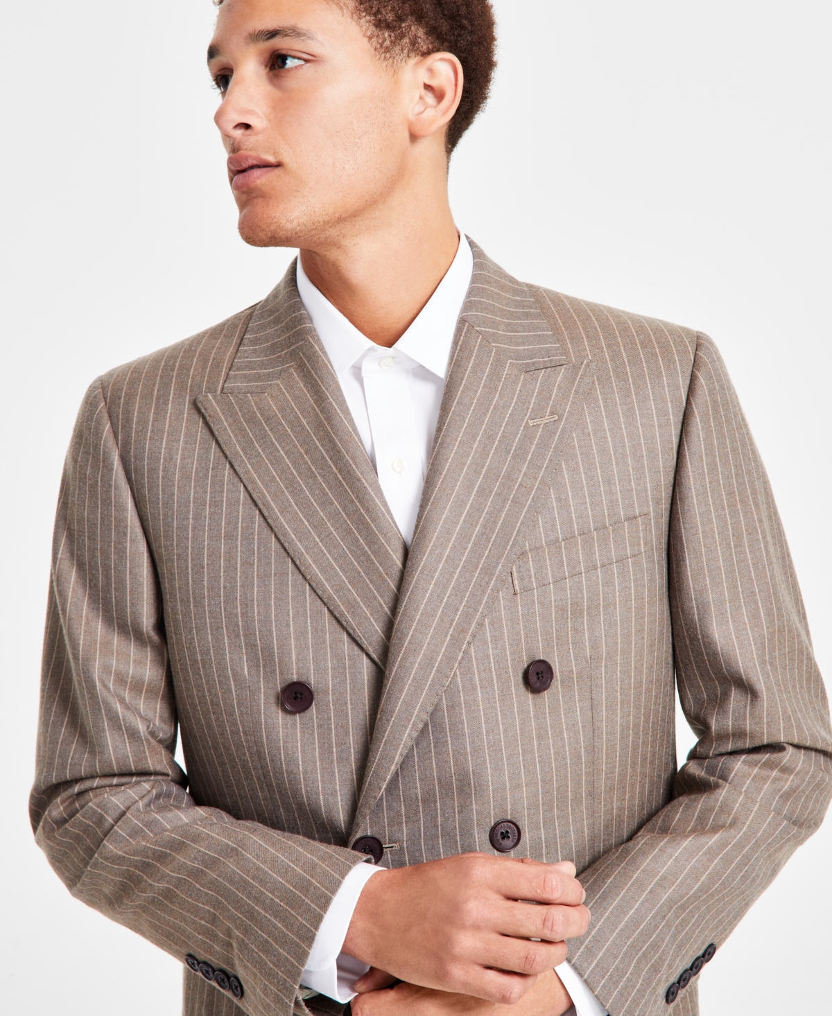 BROOKS BROTHERS B BY BROOKS BROTHERS MEN'S CLASSIC-FIT WOOL BLEND DOUBLE-BREASTED SUIT SEPARATES JACKET 