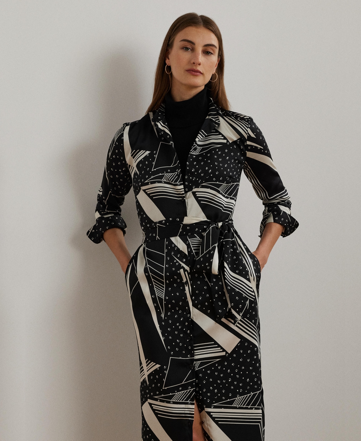 Lauren Ralph Lauren Women's Geo-Print Belted Twill Shirtdress, Regular & Petite
