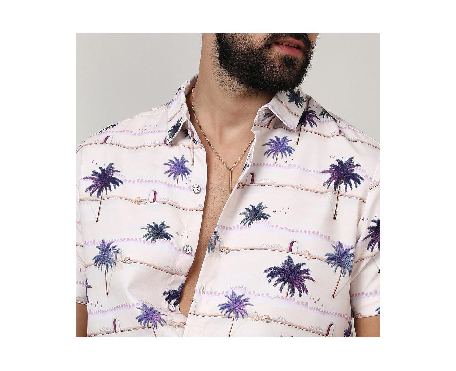Men's Ivory White Desert Palm Shirt
