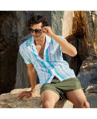 Men's Sea Green & Lavender Horizontal Tie-Dye Shirt