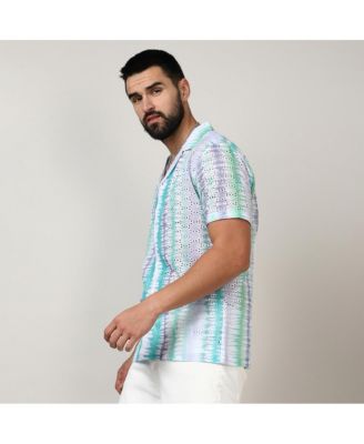 Men's Sea Green & Lavender Horizontal Tie-Dye Shirt