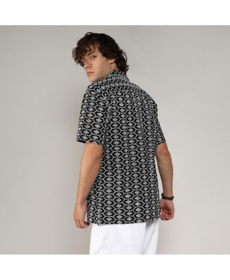 Men's Obsidian Black Embroidered Geometric Shirt