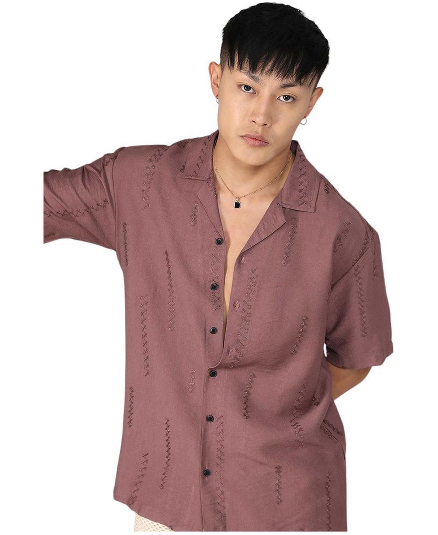 Мужская рубашка Cahoot Campus Sutra Mocha Brown Embroidered Twist, цвет: Коричневый — фото 1