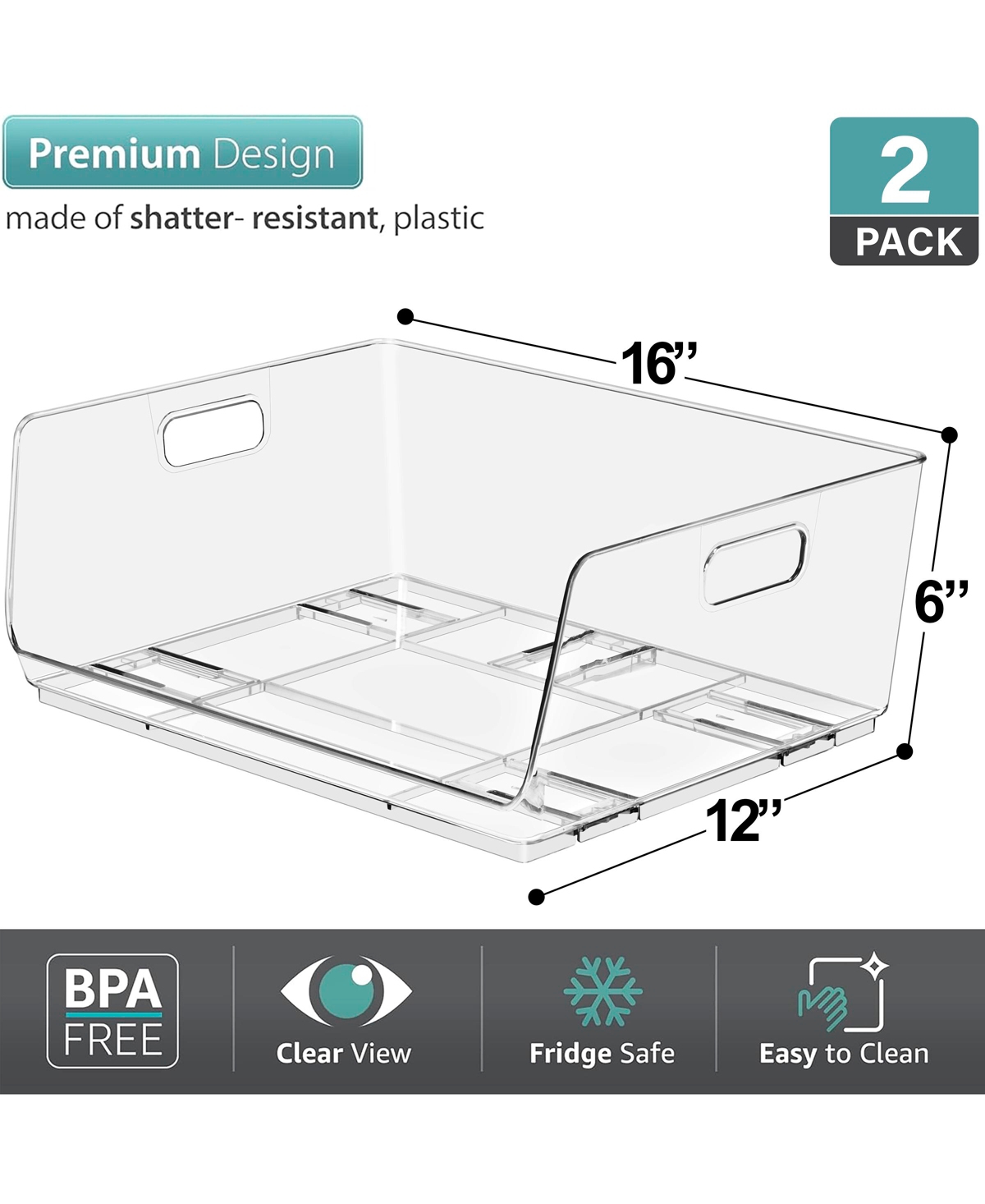 Sorbus Stackable Storage Bins Open Front -Stackable Storage Bins - Pantry Bins for Storage and Organization - Acrylic Stackable Bins for Kitche