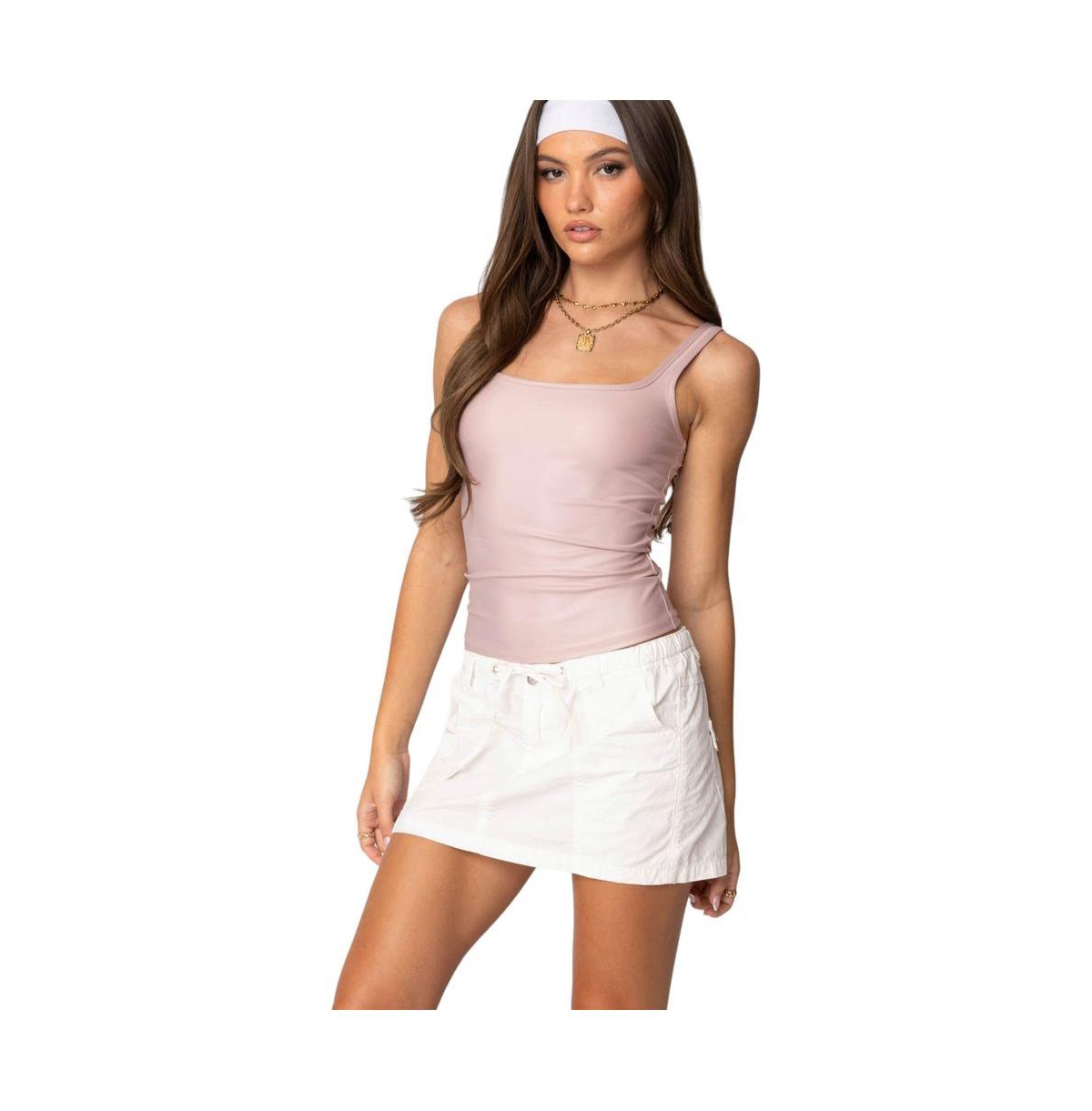Edikted Women's Sarah Shiny Square Neck Tank Top