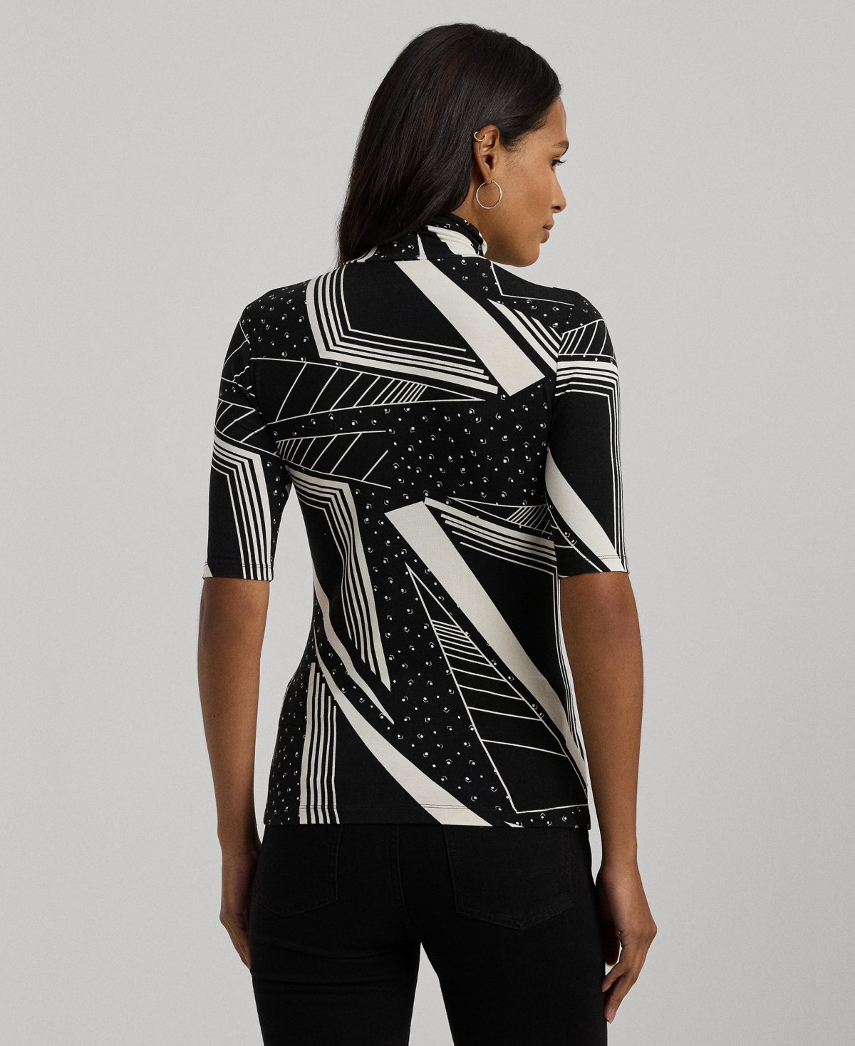 Lauren Ralph Lauren Women's Geo-Print Stretch Jersey Turtleneck, Regular & Petite