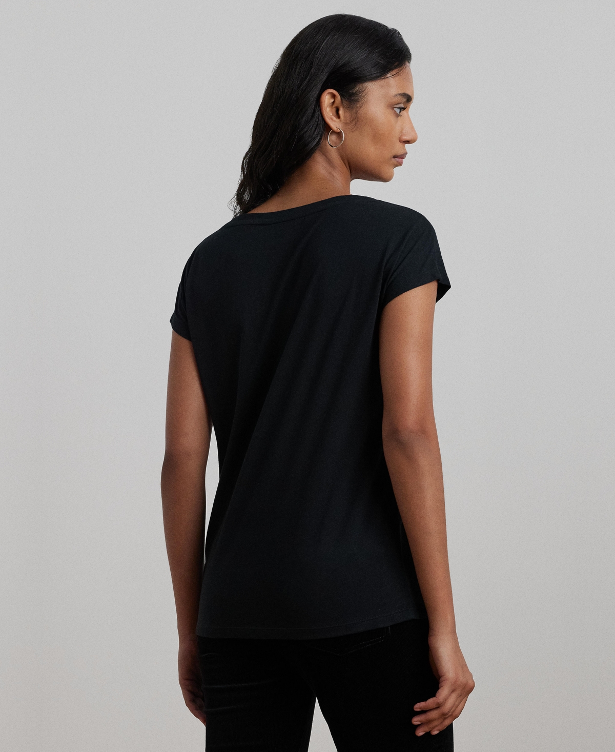 Lauren Ralph Lauren Women's Beaded-Crest Cotton Jersey Tee