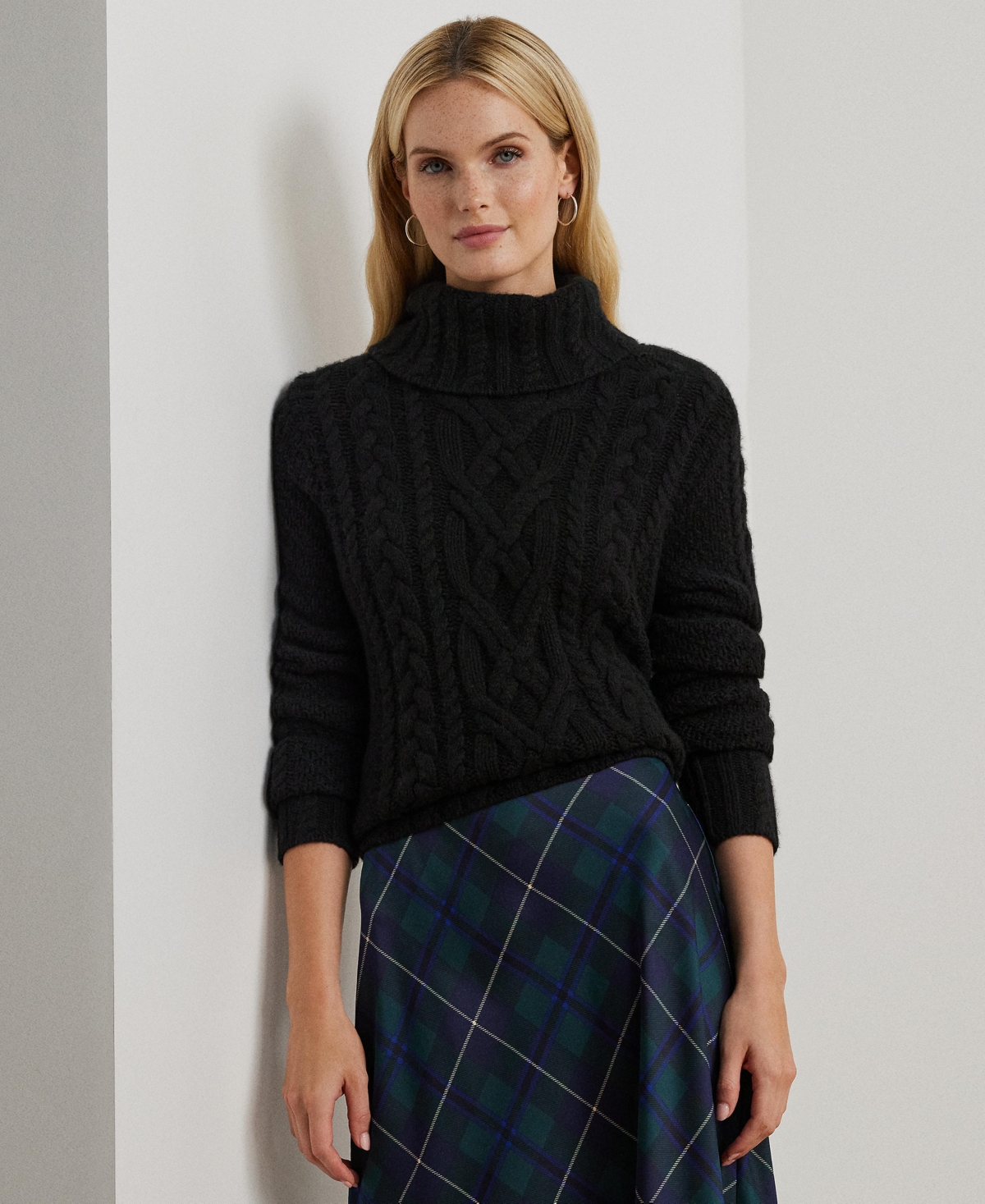 Lauren Ralph Lauren Women's Aran-Knit Wool-Blend Turtleneck Sweater