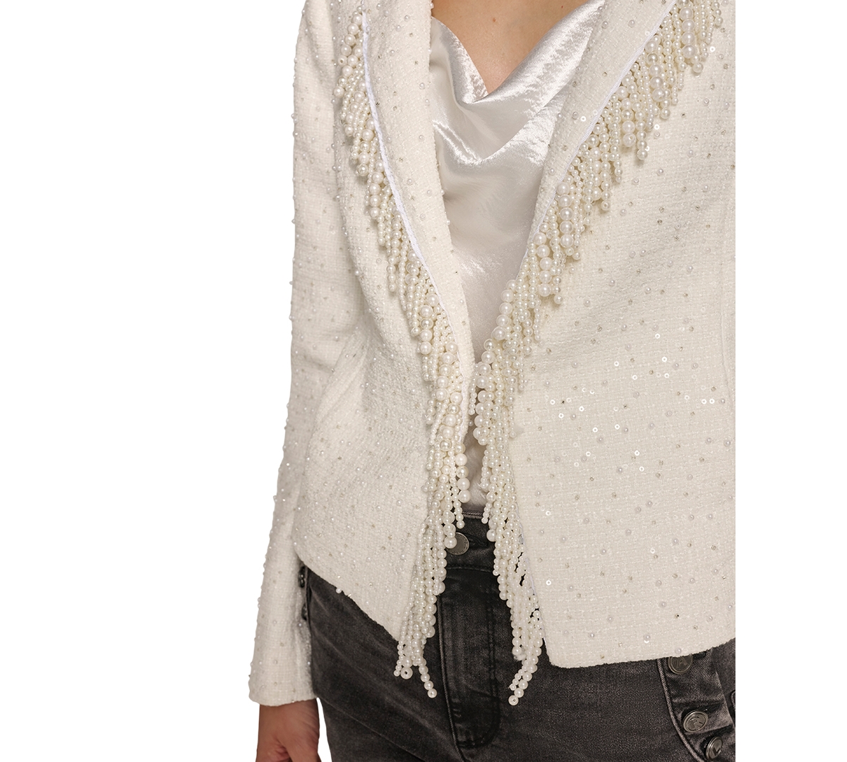 Karl Lagerfeld Paris Women's Bead-Embellished Tweed Jacket