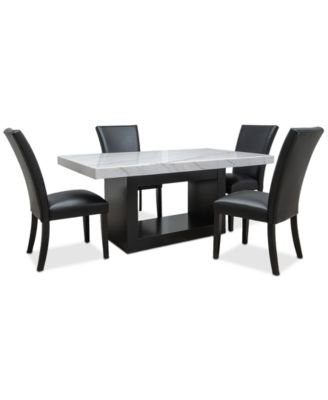 Kellet 5 Pc. Rectangular Marble Dining Set (Table & 4 Side Chairs)
