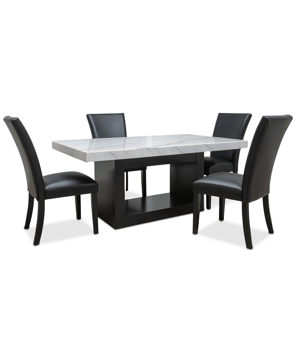 Macy's Kellet 5 Pc. Rectangular Marble Dining Set (table & 4 Side Chairs), Created For  In Black