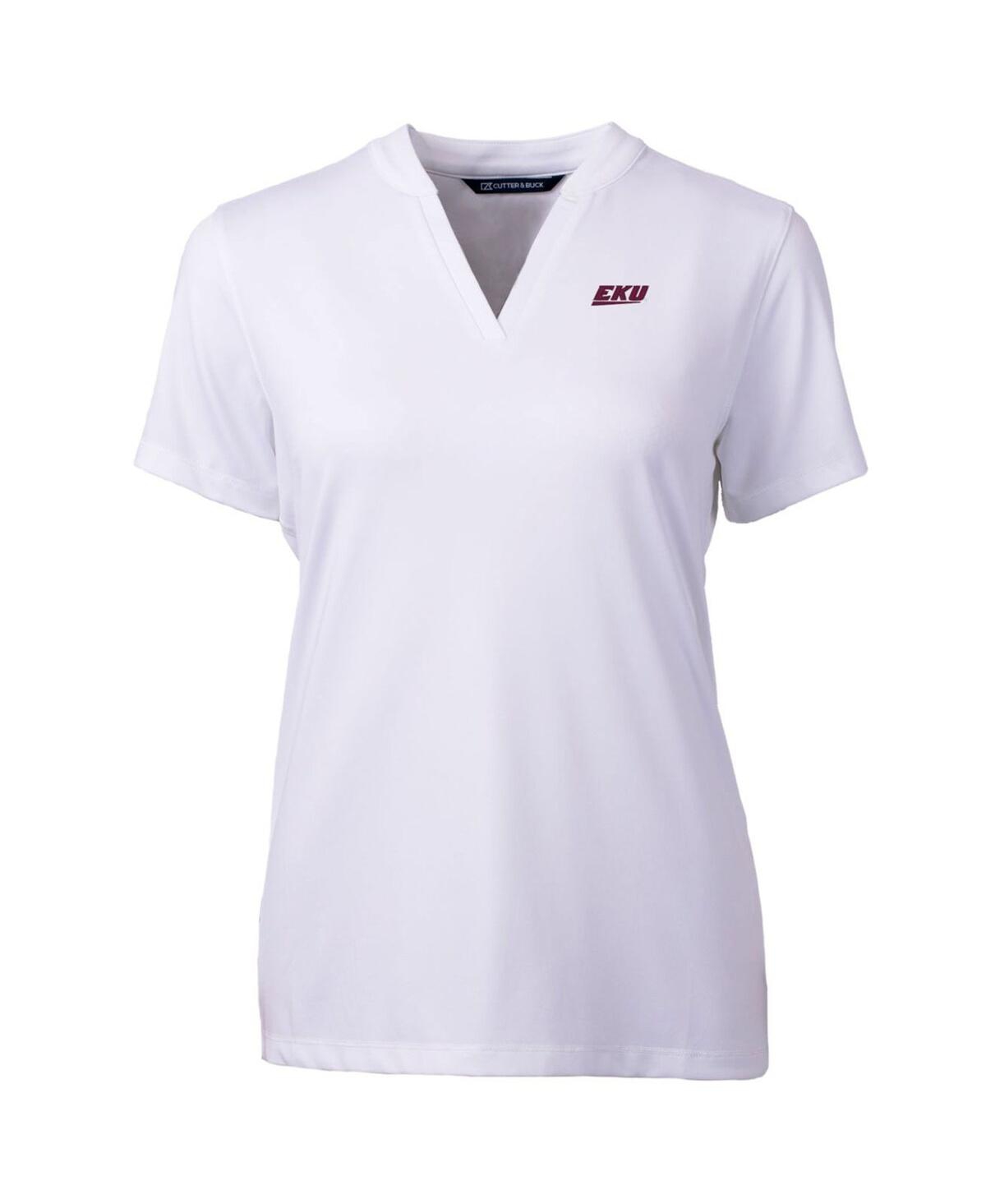 CUTTER & BUCK WOMEN'S WHITE EASTERN KENTUCKY COLONELS FORGE BLADE V-NECK TOP 