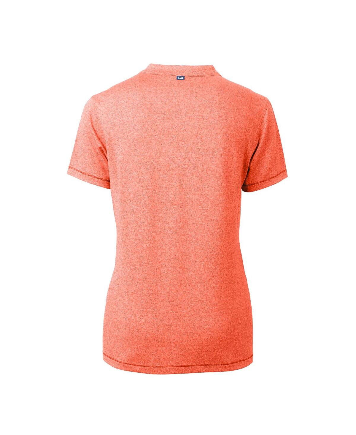 CUTTER & BUCK WOMEN'S HEATHER ORANGE HOUSTON ASTROS DRYTEC FORGE STRETCH V-NECK BLADE TOP 