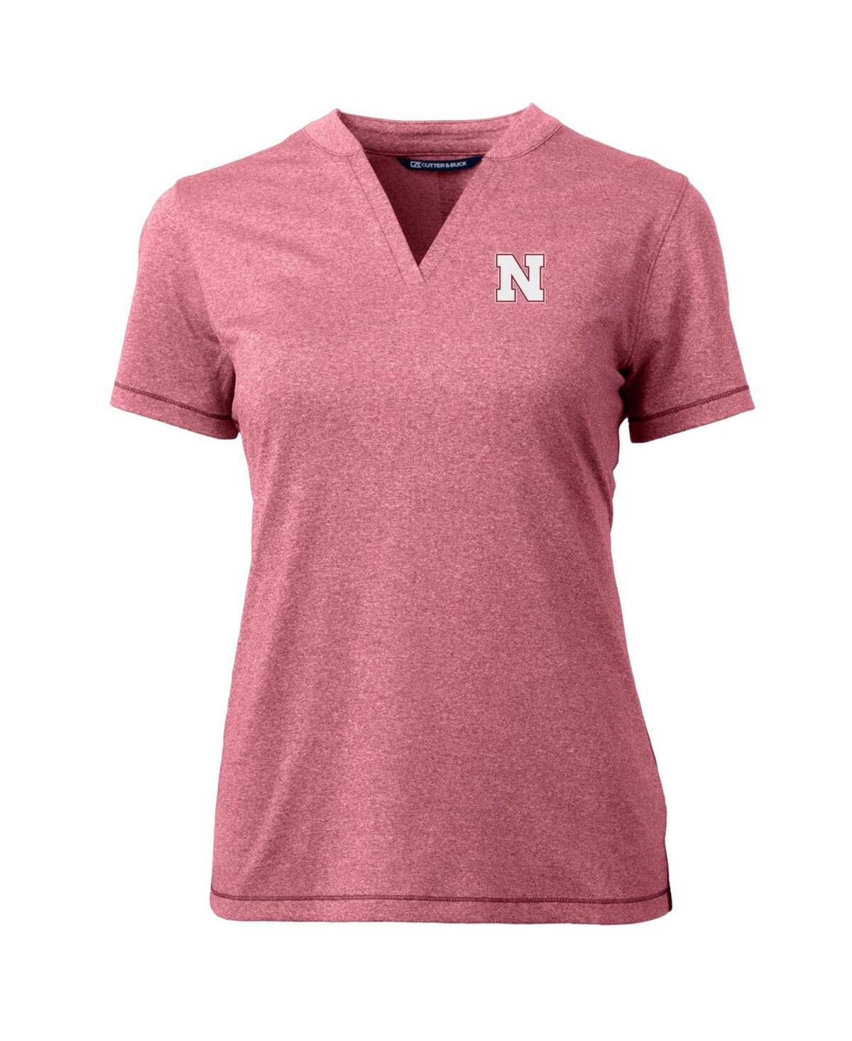 CUTTER & BUCK WOMEN'S SCARLET NEBRASKA HUSKERS FORGE BLADE V-NECK TOP 