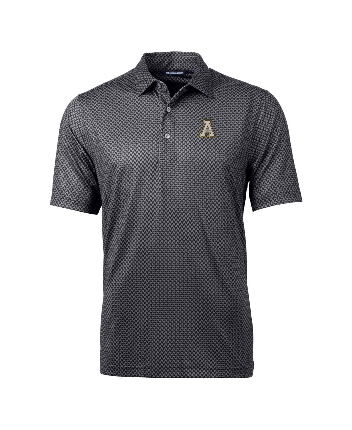 Cutter & Buck Men's Black Appalachian State Mountaineers Pike Banner Print Polo In Black