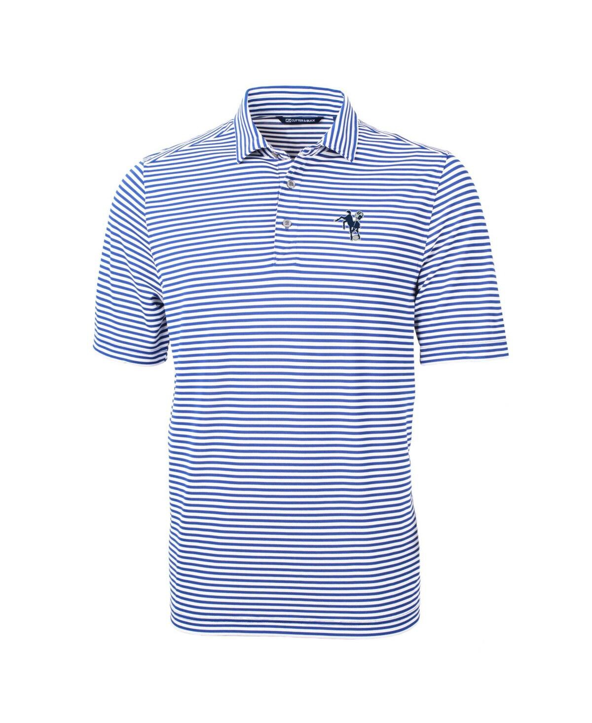 Cutter & Buck Men's Blue Indianapolis Colts Throwback Logo Virtue Eco Pique Stripe Polo In Blue