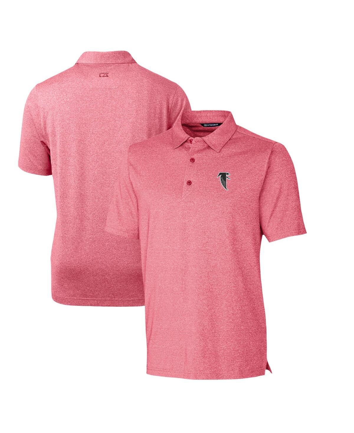 Cutter & Buck Men's Cardinal Atlanta Falcons Throwback Logo Forge Heathered Stretch Polo In Cardinal