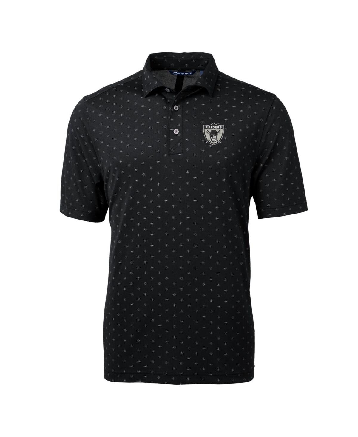 Cutter & Buck Men's Black Las Vegas Raiders Throwback Logo Virtue Eco Pique Tile Polo In Black