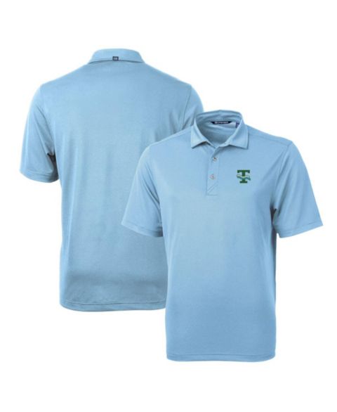 Мужское поло Cutter & Buck Light Blue Tulane Green Wave Team Logo Virtue Eco Pique Polo
