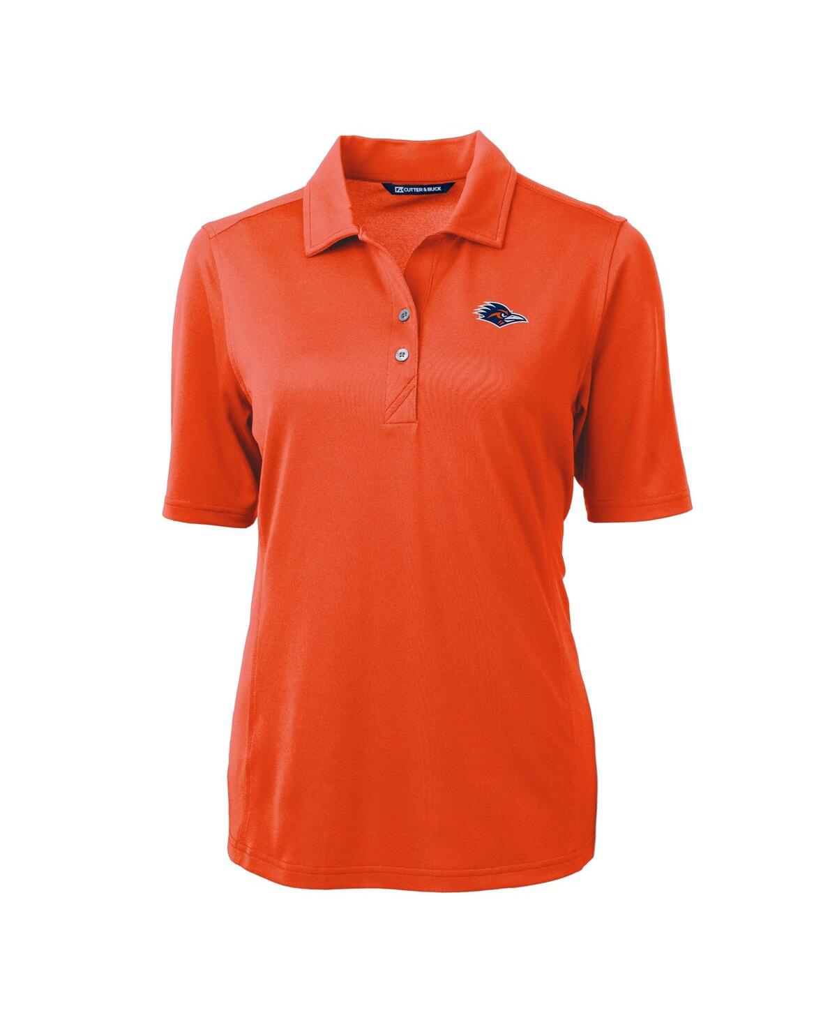 CUTTER & BUCK WOMEN'S ORANGE UTSA ROADRUNNERS DRYTEC VIRTUE ECO PIQUE POLO 