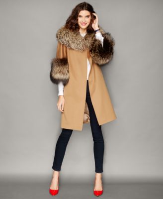 fur trimmed wool coat