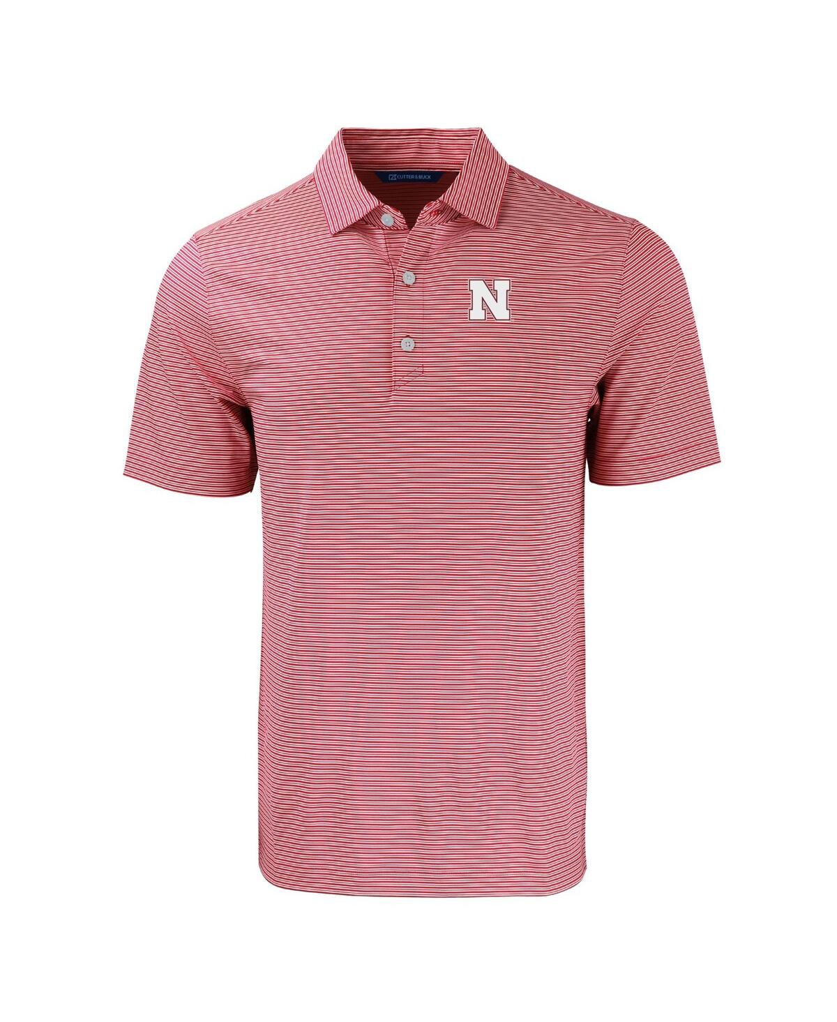 Cutter & Buck Men's Nebraska Huskers Forge Eco Double Stripe Stretch Polo In Scarlet,red