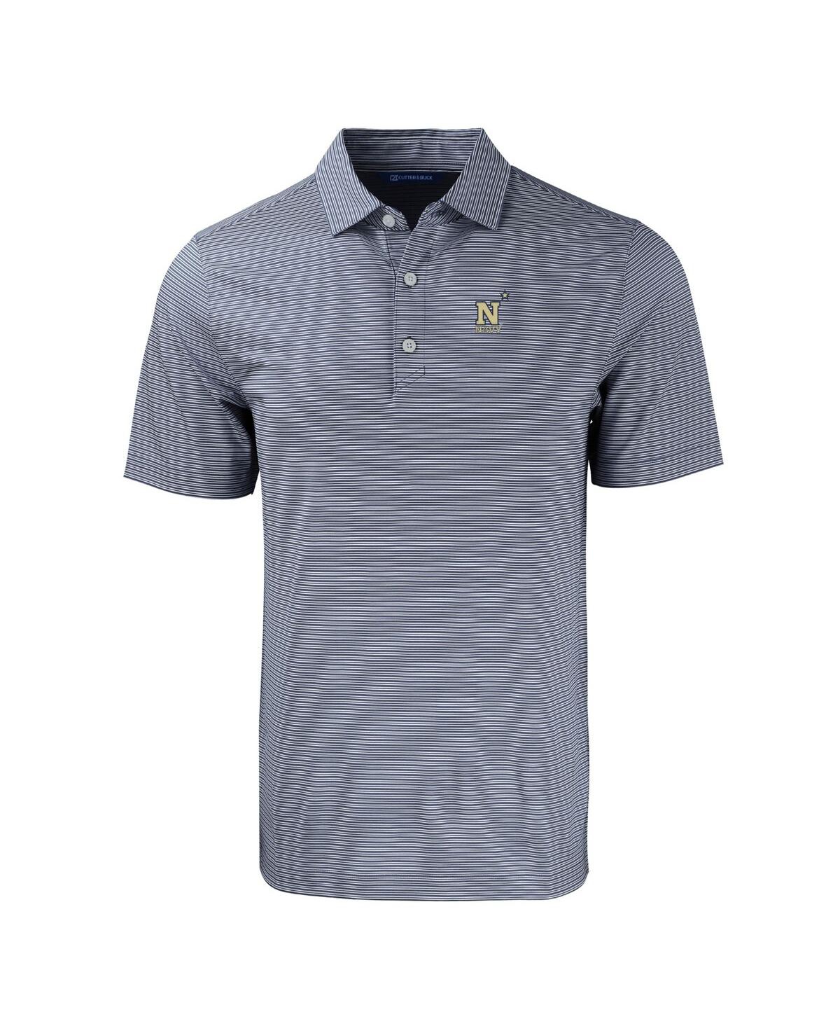 Cutter & Buck Men's Navy Midshipmen Forge Eco Double Stripe Stretch Polo In Navy