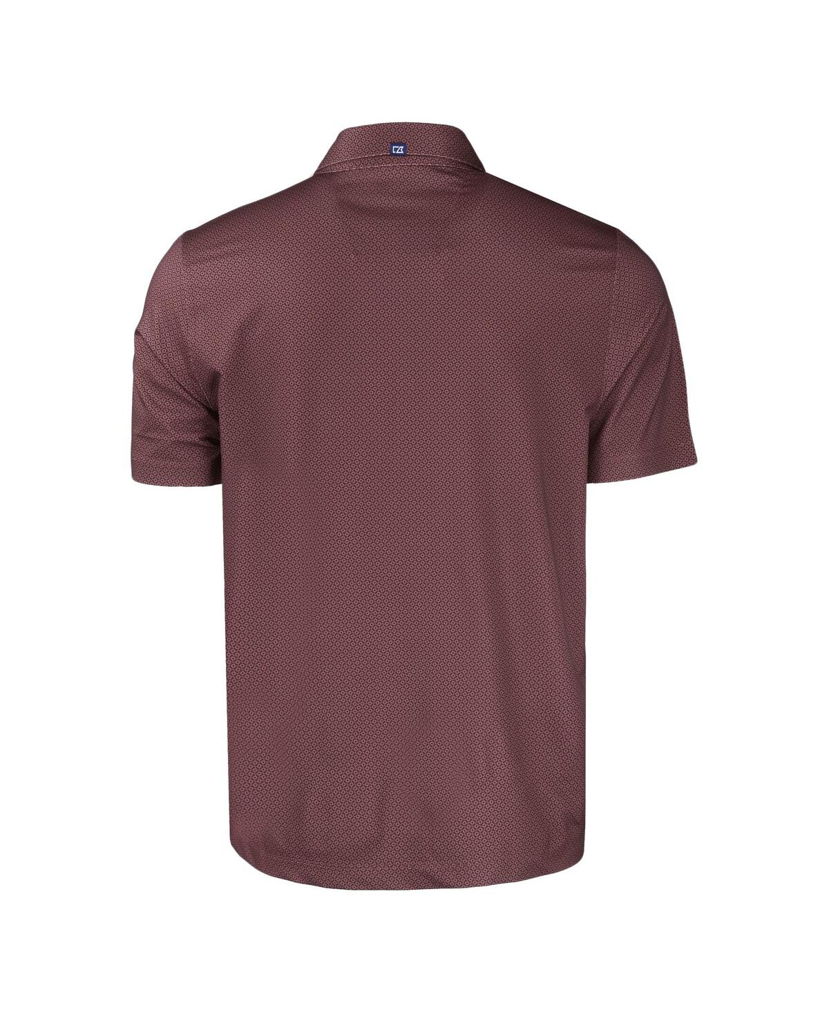 Cutter & Buck Men's Maroon Virginia Tech Hokies Pike Eco Tonal Geo Print Stretch Polo In Maroon