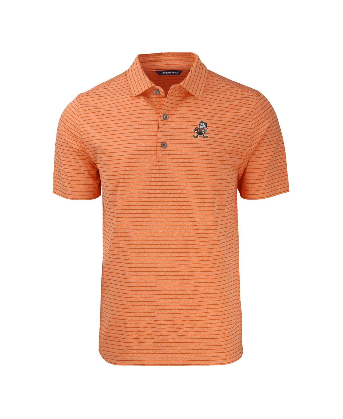 Cutter & Buck Men's Heather Orange Cleveland Browns Throwback Forge Eco Heather Stripe Stretch Polo In Heather Orange