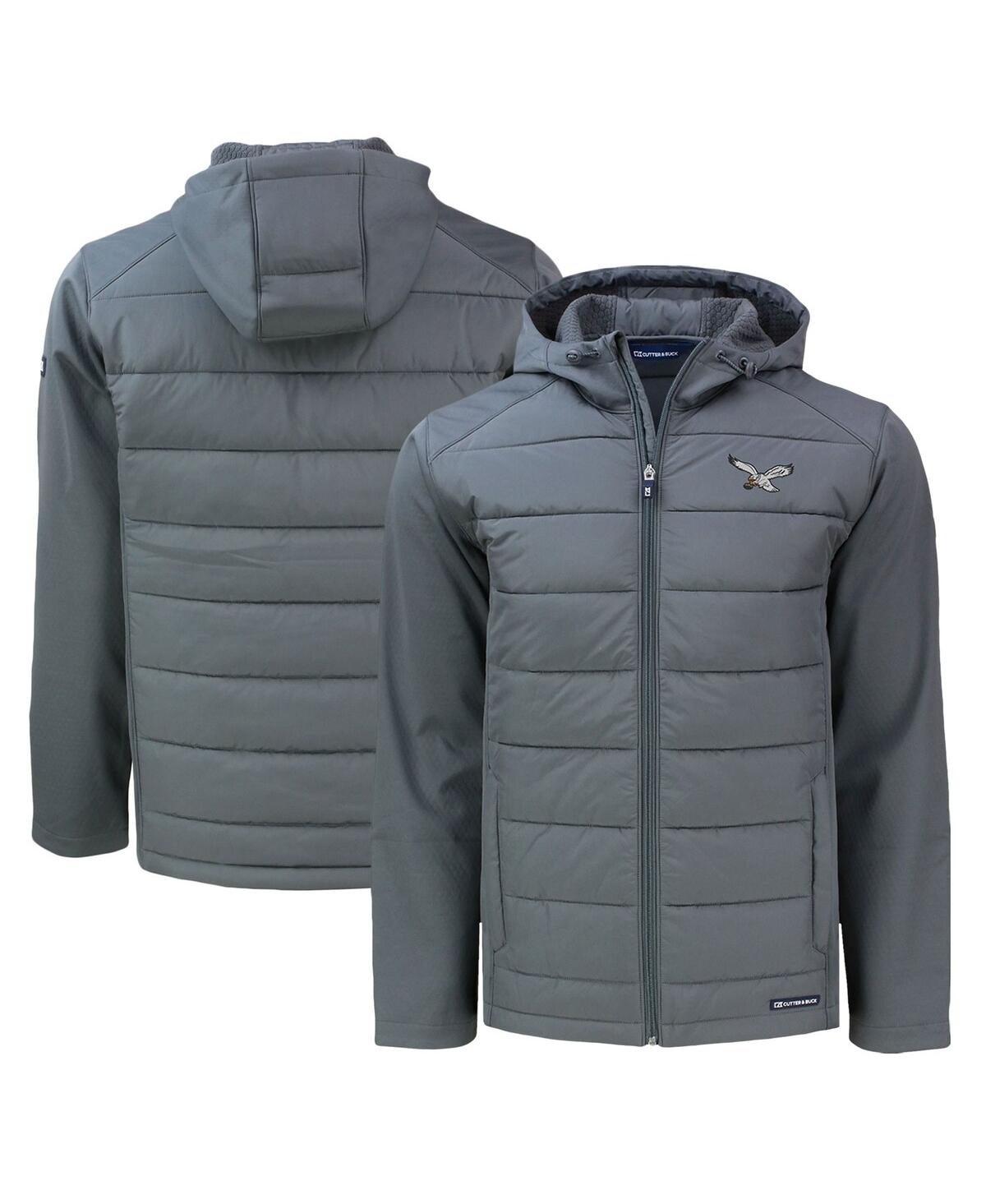 Men's Gray Philadelphia Eagles Throwback Evoke Hybrid Eco Softshell Full-Zip Hoodie Jacket - Gray