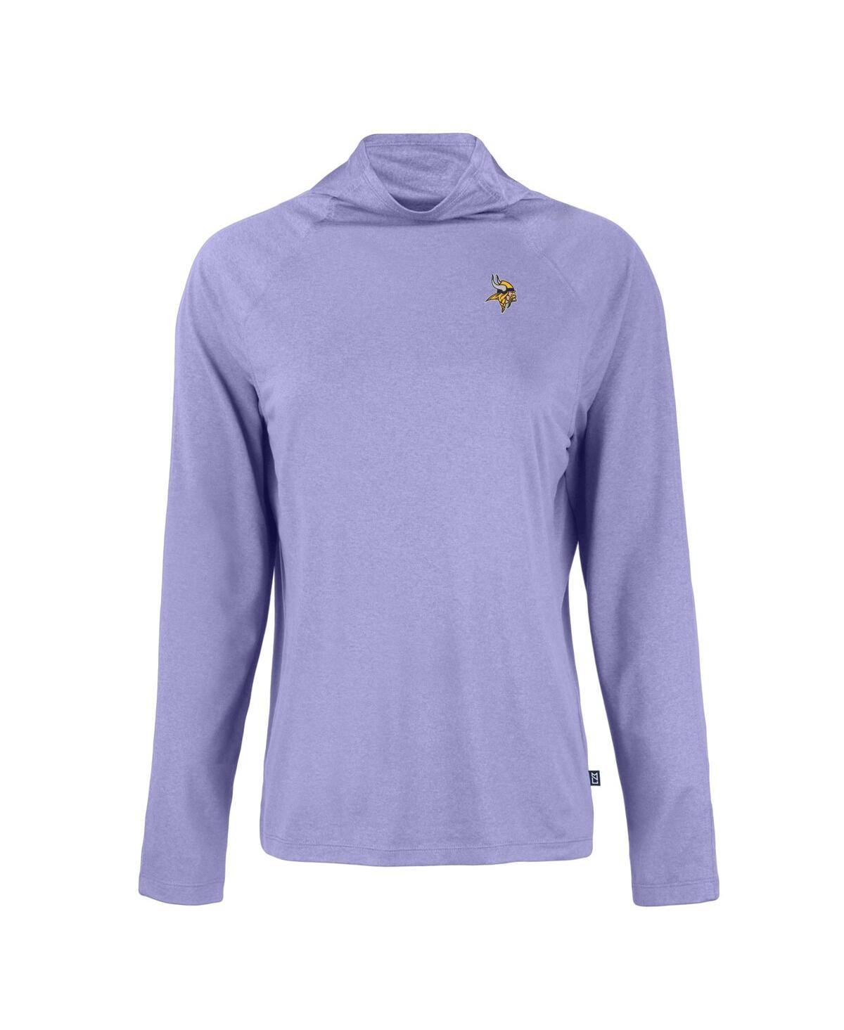 Cutter & Buck Women's Lavender Minnesota Vikings Coastline Epic Comfort Eco Funnel Neck Raglan Pullover Sweatshirt In Lavender,purple